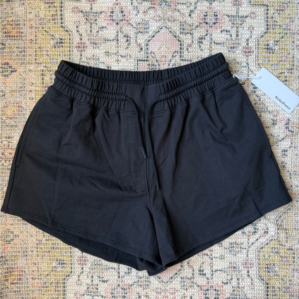 New Richer Poorer Women’s Terry Sweat Shorts in Black Medium Stretch Limo